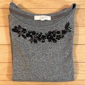 Grey Loft sweater with black beading size S